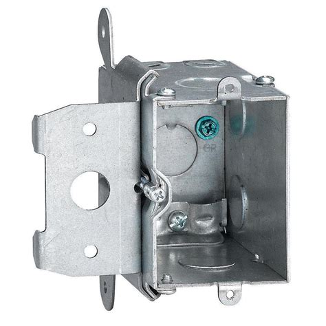 home depot electrical receptical box metal single gang|2 gang metal outlet box.